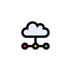 Cloud storage icon symbol vector image. Illustration of the database server hosting cloud system digital design image