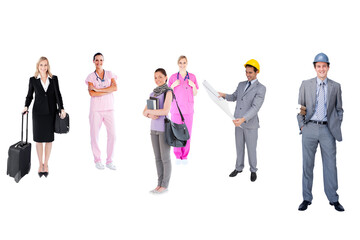 Sticker - Digital png photo of diverse male and female people standing on transparent background