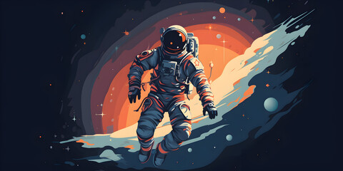 colorful art of astronaut in the space