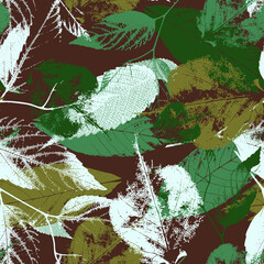 Wall Mural - summer exotic floral seamless pattern leaves, twigs, spots texture, jungle,