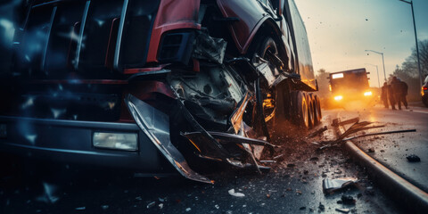 Wall Mural - Dramatic scene of a truck crash.