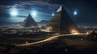 night in the city **suggest a deeper connection between the pyramids of Egypt and extraterrestrial life or ancient advanced civilizations 