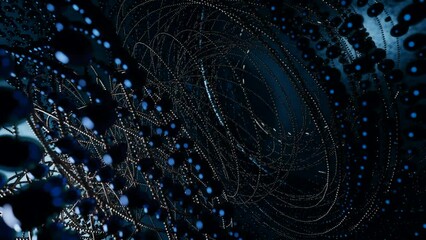 Wall Mural - abstract background of metal strings and beads. design. technological tornado im spinning motion.
