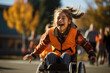 The wheelchair-bound schoolgirl enthusiastically cheers for her school's sports team, her face beaming with joy.