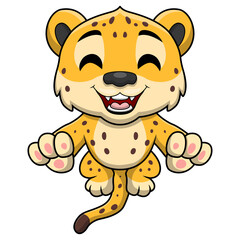 Wall Mural - Cute leopard cartoon on white background