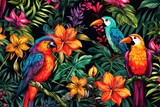 Fototapeta Sypialnia - Colorful birds illustration
