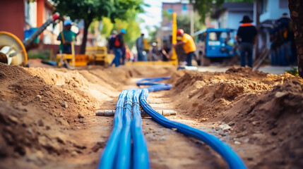 Hard Construction Site for Installing Fiber Optic Cables