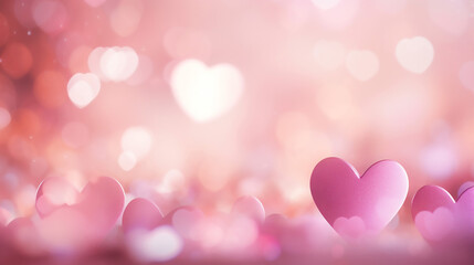 Wall Mural - Beautiful Pink Heart Bokeh Background Photo Abstract Holiday