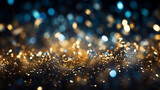Fototapeta  - Beautiful Background of Abstract Glitter Lights Gold Blue