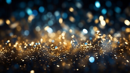 Wall Mural - Beautiful Background of Abstract Glitter Lights Gold Blue