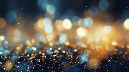 Wall Mural - Fantastic Background of Abstract Glitter Lights Gold Blue