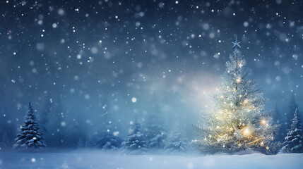 Canvas Print - amazing christmas winter blurred background xmas tree