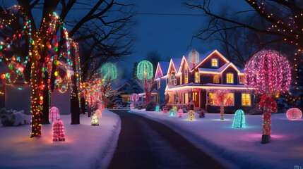 Wall Mural - Colorful Christmas Lights