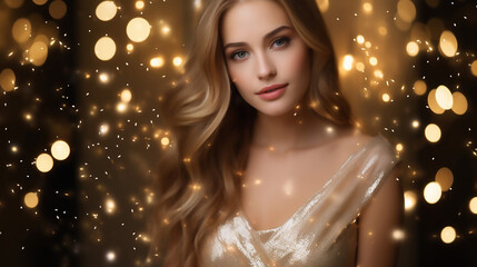 Wall Mural - Gold Silver Shine Bokeh Photoshop Overlays Christmas