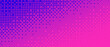 Pixelated corner gradient texture. Blue and pink dither diagonal pattern background. Abstract glitchy pattern. 8 bit video game screen wallpaper. Pixel art retro illustration. Vector bitmap backdrop
