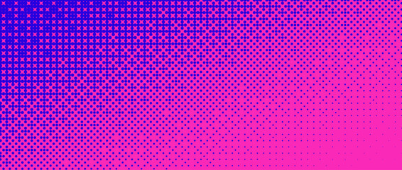 Wall Mural - Pixelated corner gradient texture. Blue and pink dither diagonal pattern background. Abstract glitchy pattern. 8 bit video game screen wallpaper. Pixel art retro illustration. Vector bitmap backdrop