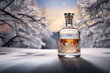 Mockup of a whiskey or liquor bottle on a natural style background