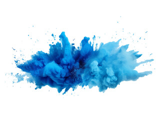 Sticker - 
blue vibrant rainbow Holi paint color powder explosion with bright colors isolated white background.	
