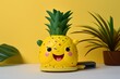 Featuring a rechargeable battery and a delightful cartoon pineapple character on a yellow backdrop. Generative AI