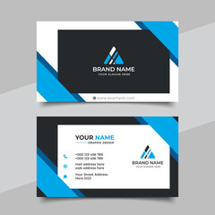 Blue modern creative business card and name card horizontal simple clean template vector design