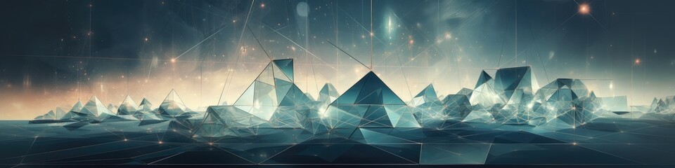 Blue abstract geometric low poly background. Generative AI