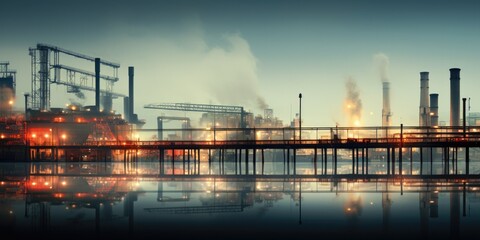 Wall Mural - A large factory with smoke coming out of it