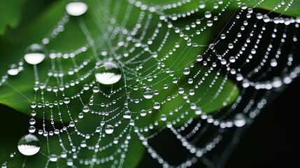Wall Mural - a close up of a green leaf with water droplets on it. generative ai