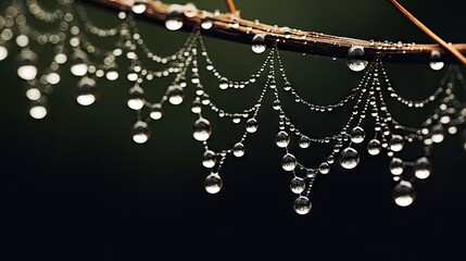 Wall Mural - a branch with water droplets hanging from it's branches. generative ai