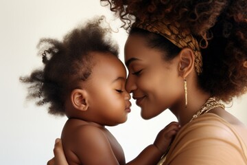 a mother holding her baby close. fictional characters created by generated ai.
