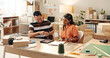 © N Felix/peopleimages.com - Teamwork, small business or happy people with tablet for e commerce, startup or inventory in shop. Entrepreneur, woman or manager on technology for courier logistics, boxes or online package order