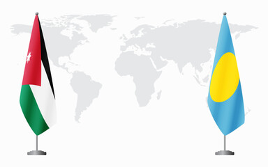 Jordan and Palau flags for official meeting