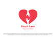 Love charity logo design illustration. Silhouette of hands helping heart love caring affection giving sharing hug feeling emotion grateful humanity. Modern minimalist flat simple warm calming icon.