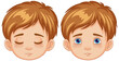 Set of Cartoon Boy Faces with Open and Closed Eyes