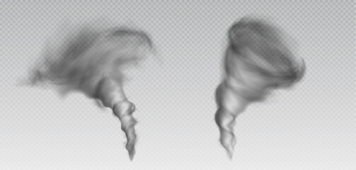 Wall Mural - 3d tornado and hurricane isolated vector storm vortex. realistic whirlwind twister cloud effect icon