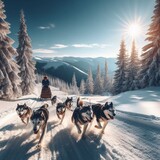 Fototapeta Konie - sleigh ride in winter