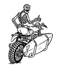 Wall Mural - skull riding a motorbike line illustration