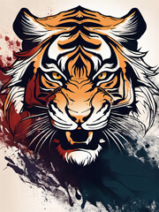 Naklejka na meble the Ferocious Majesty of a Tiger, Beautifully Rendered in the Bold and Majestic Strokes of Ink