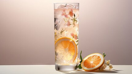 Leinwandbilder - Chilled tall glass of grapefruit honey jasmine tea