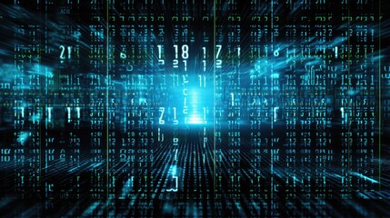 Binary code displayed on a digital screen Security concept