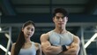 © shelbys - Fitness Models Show Off Their Muscles. Fictional characters created by Generated AI.