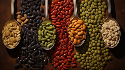 Aufkleber - Blend of various legumes and lentils on a cloth backdrop