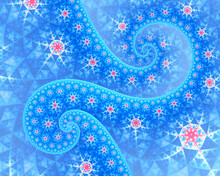 Abstract Red, White And Blue Spiral Fractal Art Background.