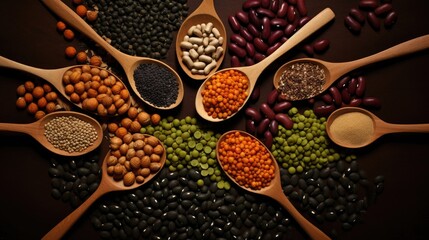 Aufkleber - Blend of various legumes and lentils on a cloth backdrop