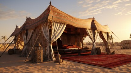 Arabian traditional tent showcasing Arab heritage found in Saudi Arabia Desert