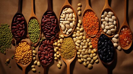Aufkleber - Blend of various legumes and lentils on a cloth backdrop