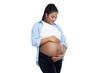 © Atlas - PNG, pregnant African American woman, isolated on white background.