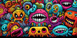 Colorful doodle monster art background