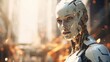 Portrait of a beautiful humanoid robot