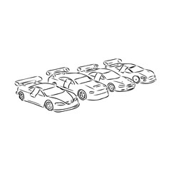 Wall Mural - Hand drawn sketch car vector. car model sports, vector sketch. Pencil design.