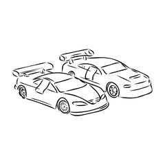 Wall Mural - Hand drawn sketch car vector. car model sports, vector sketch. Pencil design.